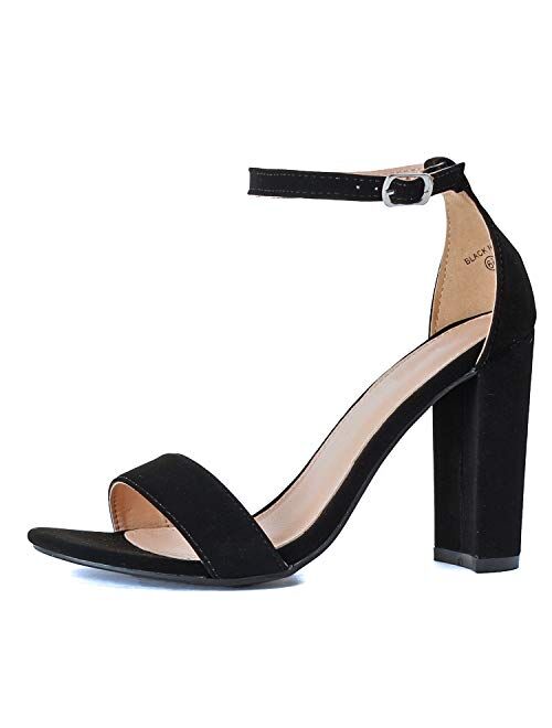 Guilty Shoes Guilty Heart | Womens Comfort Open Toe Ankle Strap Chunky Block High Heel | Sexy Dress Formal Party Sandal