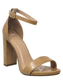 MVE Shoes Women's Open Toe Chunky Heel Strappy Heeled Sandal