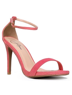 J. Adams Ankle Strap High Heel Sandal - Strappy Buckle Shoe -Dress Wedding Party Bridal Pump - Aria