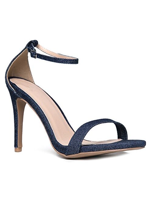 J. Adams Ankle Strap High Heel Sandal - Strappy Buckle Shoe -Dress Wedding Party Bridal Pump - Aria