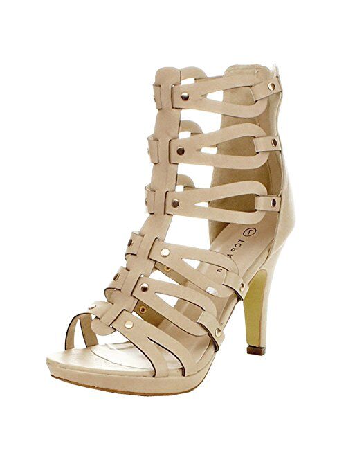 TOP Moda Women's Spin-28 Gladiator High Heel Sandals