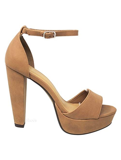 MVE Shoes Women's Soda Open Toe Ankle Strap Laser Deco High Heel Sandals