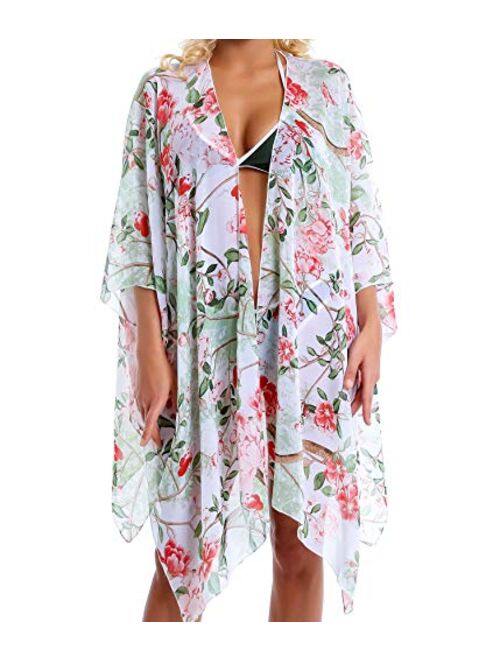 Outrip Women Swimsuit Bathing Suit Beach Cover up Chiffon Floral Kimono Cardigan