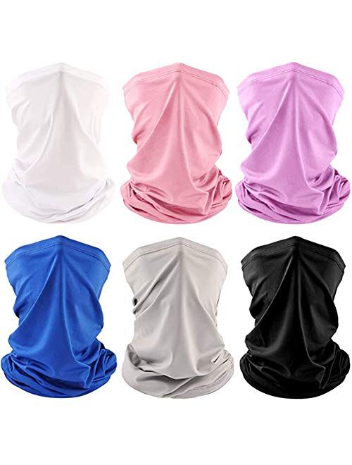 6 Pieces Sun UV Protection Face Neck Gaiter Windproof Scarf Sunscreen Breathable Bandana Balaclava for Sport&Outdoor