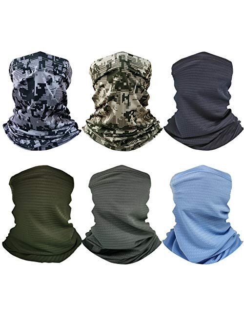 6 Pieces Sun UV Protection Face Neck Gaiter Windproof Scarf Sunscreen Breathable Bandana Balaclava for Sport&Outdoor