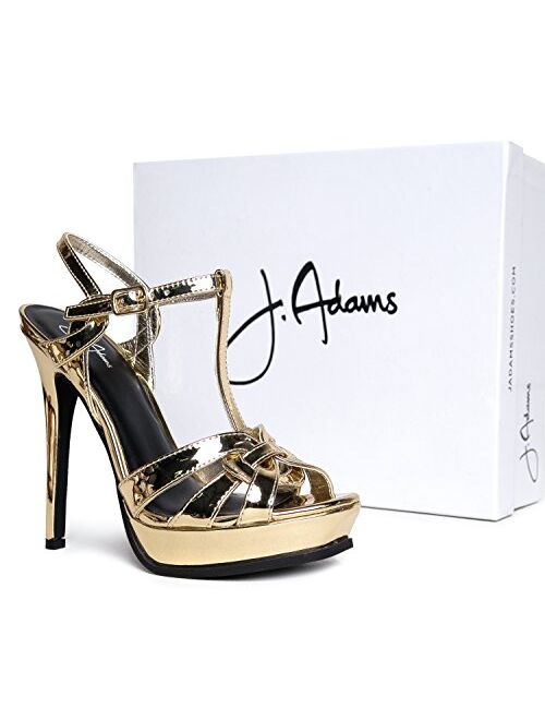 J. Adams Classic Sexy Platform Heels - Patent Vegan Leather High Heel - Strappy Open Toe Shoe - Vdara