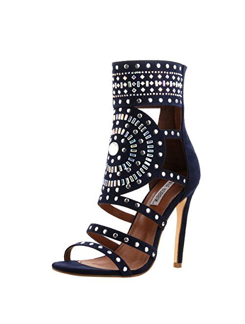 Cape Robbin Blaire-5 Womens Open Toe Strappy Cuff Stiletto High Heel Rhinestone Sandals