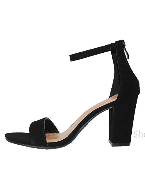 MVE Shoes Womens Stylish Soda Comfortable Block Strappy Heel