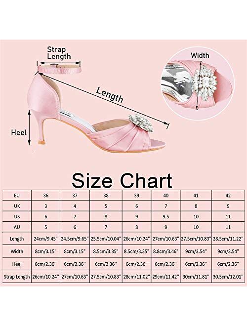 SheSole Women's Low Heel Wedding Sandals Dress Shoes Rhinestones Open Toe Pumps