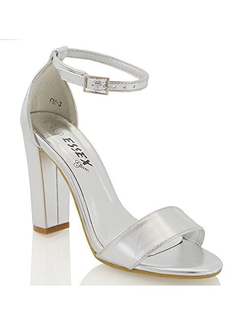 ESSEX GLAM Womens Ankle Strap High Heel Open Toe Sandals Strappy Party Formal Wedding Classic Pumps Shoes