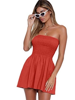 Angelegant Tube Top Dress Women Sexy Strapless Mini Dress Sleeveless Summer Dresses