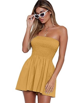 Angelegant Tube Top Dress Women Sexy Strapless Mini Dress Sleeveless Summer Dresses