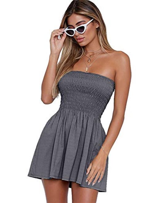 Angelegant Tube Top Dress Women Sexy Strapless Mini Dress Sleeveless Summer Dresses