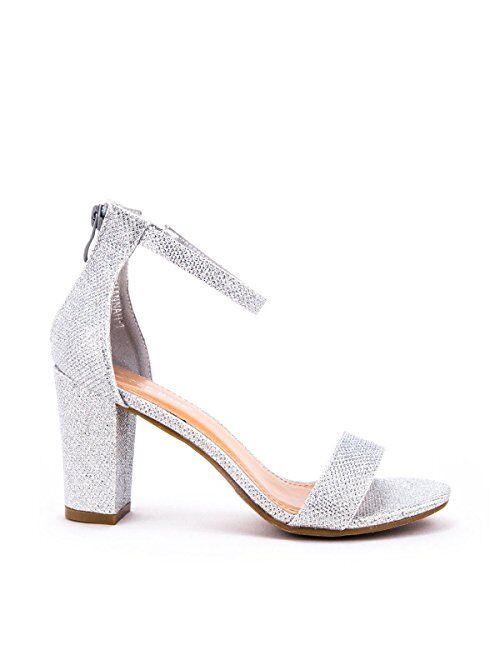 LOV Shoes Women's Platform Buckle Strap Chunky Heel Sandal with Zipper Closure