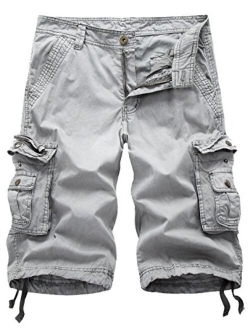 Men's Active Normal Waist Loose Multi-Pocket Versatile Twill Cargo Shorts