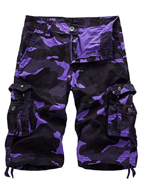 chouyatou Men's Active Normal Waist Loose Multi-Pocket Versatile Twill Cargo Shorts