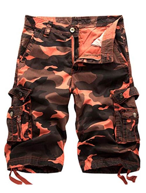 chouyatou Men's Active Normal Waist Loose Multi-Pocket Versatile Twill Cargo Shorts