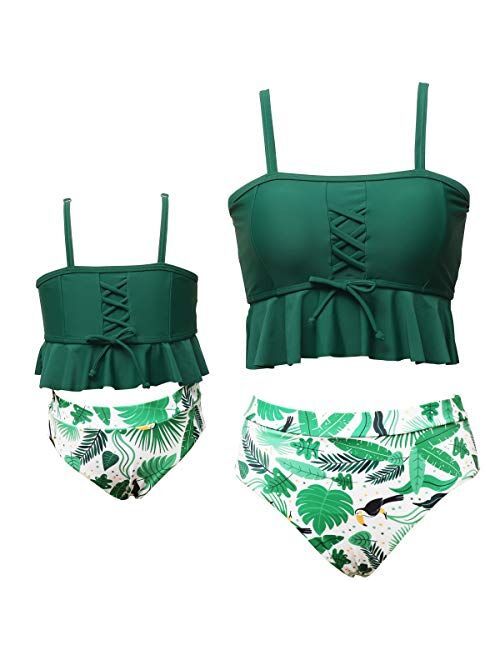 Rosiika Girls Kids Swimsuit Two Pieces Bikini Set Ruffle Falbala Swimwear Bathing Suits