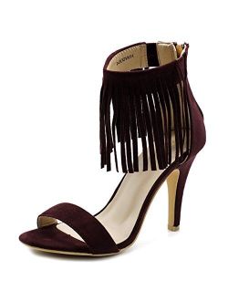 Ollio Women's Shoe Fringe Ankle High Pump Heel Sandals