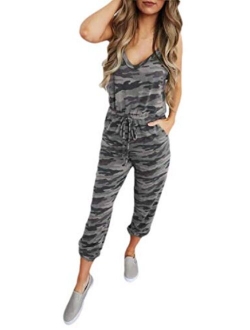 GAGA Women Summer Jumper Racerback V Neck One Piece Romper Harem Pants Overalls Jumpsuit