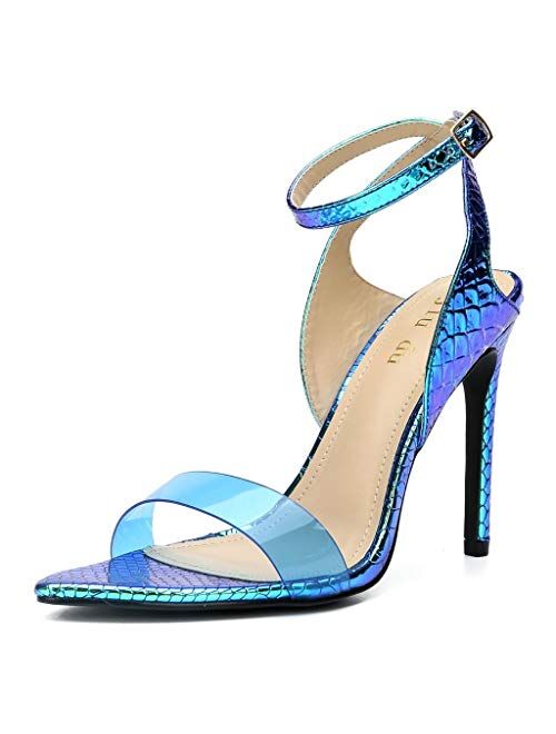 WSKEISP Womens Snakeskin Open Toe Strappy Heels Slingback D'Orsay Stiletto High Heeled Sandals