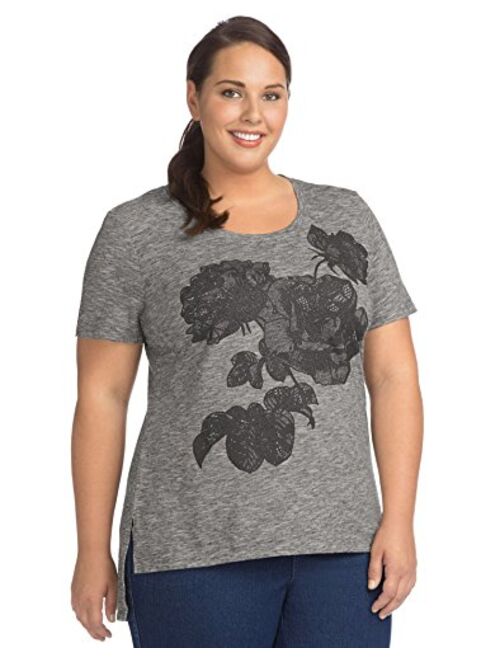 JUST MY SIZE Women's Size Plus Short Sleeve Graphic Tunic T-shirt