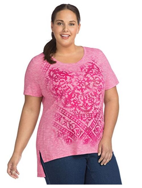 JUST MY SIZE Women's Size Plus Short Sleeve Graphic Tunic T-shirt