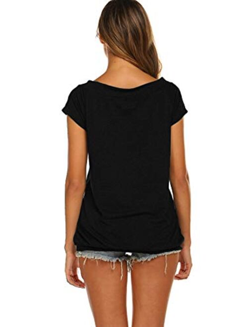 Halife Women's Off The Shoulder Tops Summer Casual Short Sleeve T Shirts