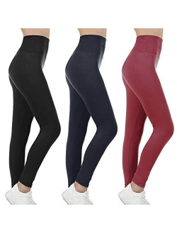 Gnpolo Black High Waisted Tummy Control Compression Leggings Pack Soft Slim Tummy Control Yoga Pants