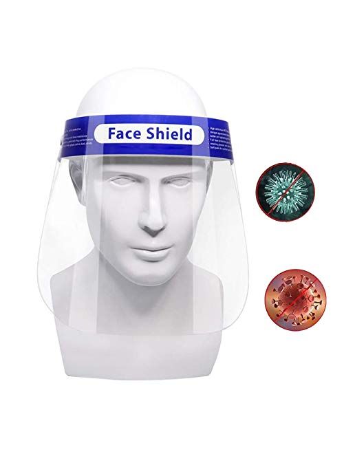 6 Pieces Safety Face Shield, Reusable Plastic Clear Full Face shield Transparent Anti-Splash Face Mask Protection with Elastic Band