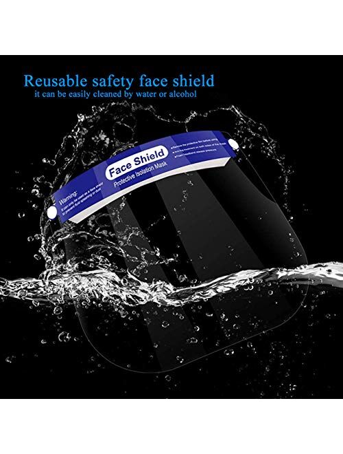 6 Pieces Safety Face Shield, Reusable Plastic Clear Full Face shield Transparent Anti-Splash Face Mask Protection with Elastic Band