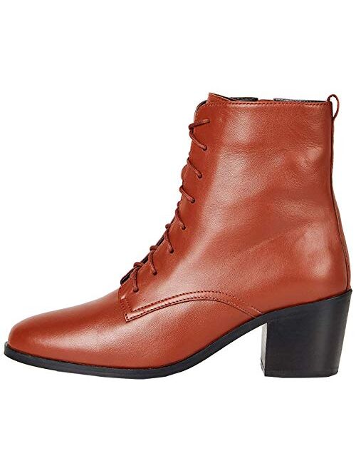 Amazon Brand - find. Block Heel Lace Up Leather, Womens Ankle boots