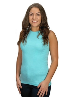 Rosette Womens Sleeveless Undershirt - Cotton High Neck, Full shoulder design