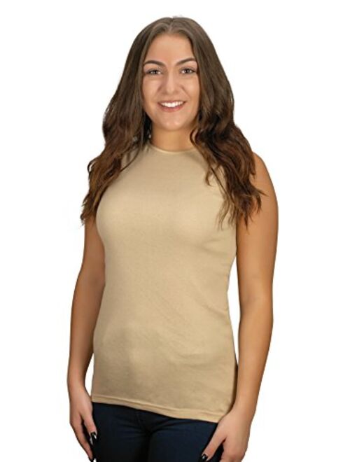 Rosette Womens Sleeveless Undershirt - Cotton High Neck, Full shoulder design