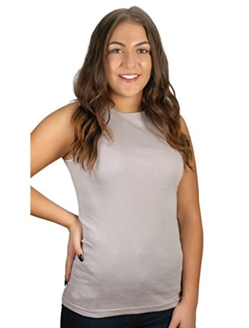 Rosette Womens Sleeveless Undershirt - Cotton High Neck, Full shoulder design