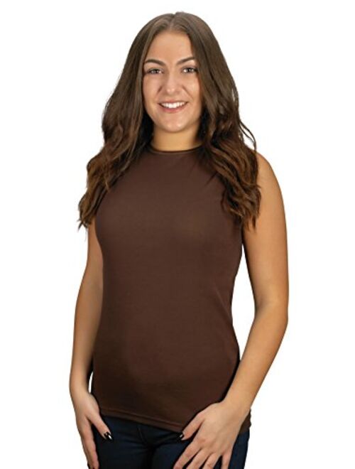 Rosette Womens Sleeveless Undershirt - Cotton High Neck, Full shoulder design