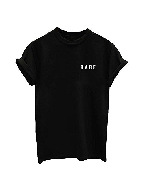 YITAN Letter Funny O Neck Women T Shirts Top