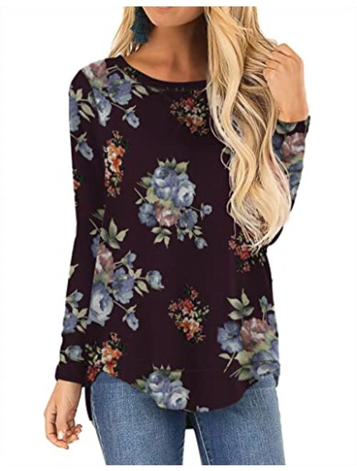 HIYIYEZI Summer Tops for Women Short Sleeve Side Split Casual Loose Tunic Top