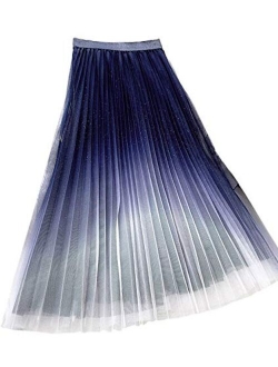 Femiserah Women's Long Rainbow A Line Tulle Tutu Skirts Tiered Skirt Petticoat