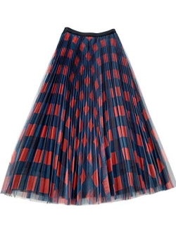 Femiserah Women's Long Rainbow A Line Tulle Tutu Skirts Tiered Skirt Petticoat