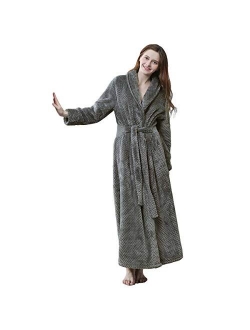 Womens Long Robe Soft Warm Fleece Plush Bathrobe Ladies Sleepwear Pajamas Housecoat Nightgown