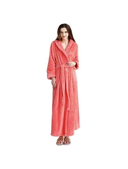 Womens Long Robe Soft Warm Fleece Plush Bathrobe Ladies Sleepwear Pajamas Housecoat Nightgown