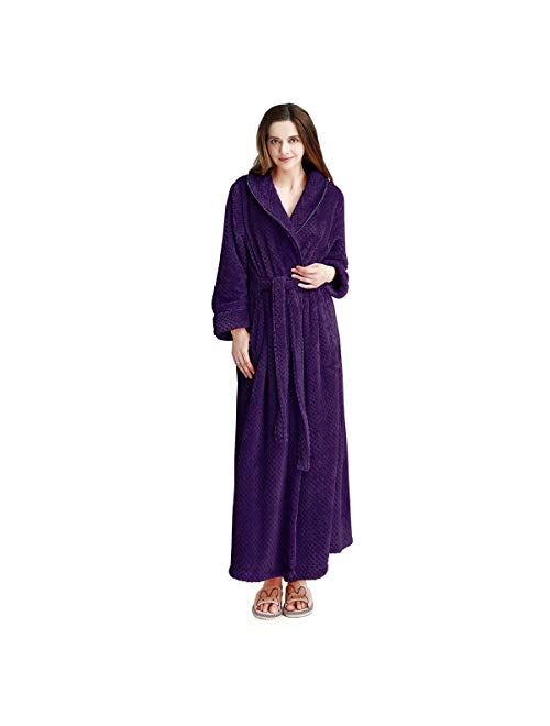 Womens Long Robe Soft Warm Fleece Plush Bathrobe Ladies Sleepwear Pajamas Housecoat Nightgown