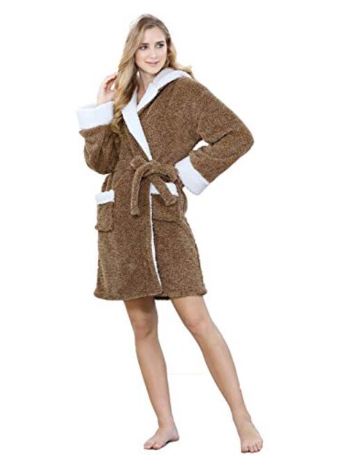 TIMSOPHIA Plush Robes for Womens Bathrobes with Hood Soft Animal Robes Cozy Warm Koala Gifts