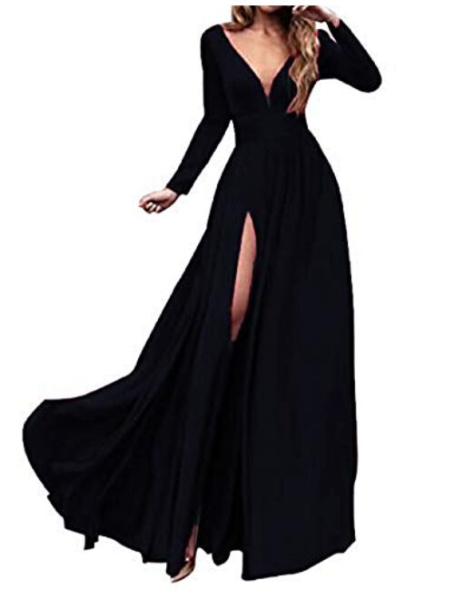 MariRobe Strapless Satin High Slit Evening Dress Prom Party Ball Gown With Pocket