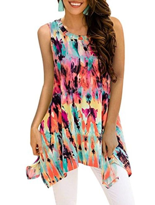 Viracy Women's Summer Casual Sleeveless Swing Tunic Floral Tank Top