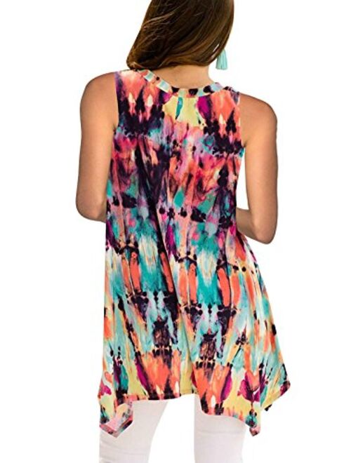 Viracy Women's Summer Casual Sleeveless Swing Tunic Floral Tank Top