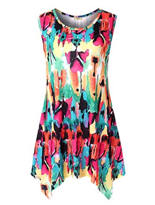 Viracy Women's Summer Casual Sleeveless Swing Tunic Floral Tank Top