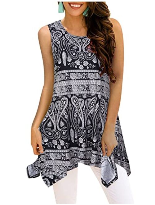 Viracy Women's Summer Casual Sleeveless Swing Tunic Floral Tank Top