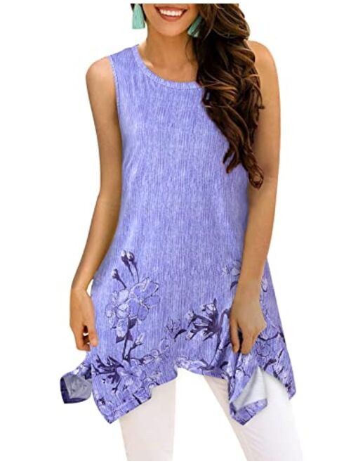 Viracy Women's Summer Casual Sleeveless Swing Tunic Floral Tank Top